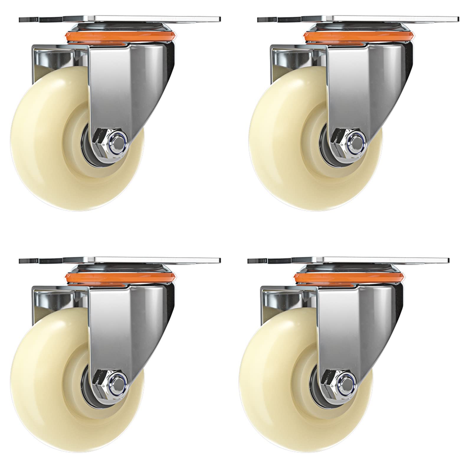 Roulettes de chariot industriel en nylon pivotantes et fixes avec frein lot de 4
