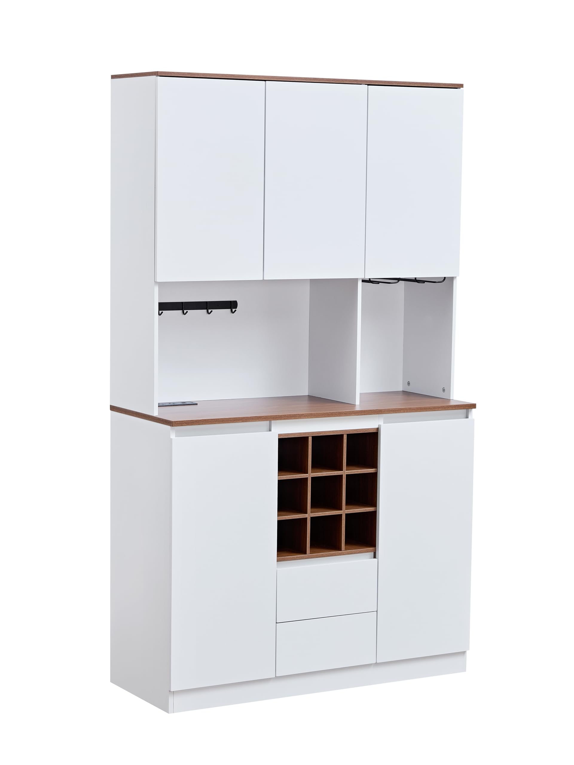 Yestar 68.9 Inches Coffee Bar Wine Cabinet, Kitchen Buffet & Liquor Storage Cabinet for Dining Room, Freestanding White Sideboard with Shelves & Drawers (1 Drawers + 1 Shelves)