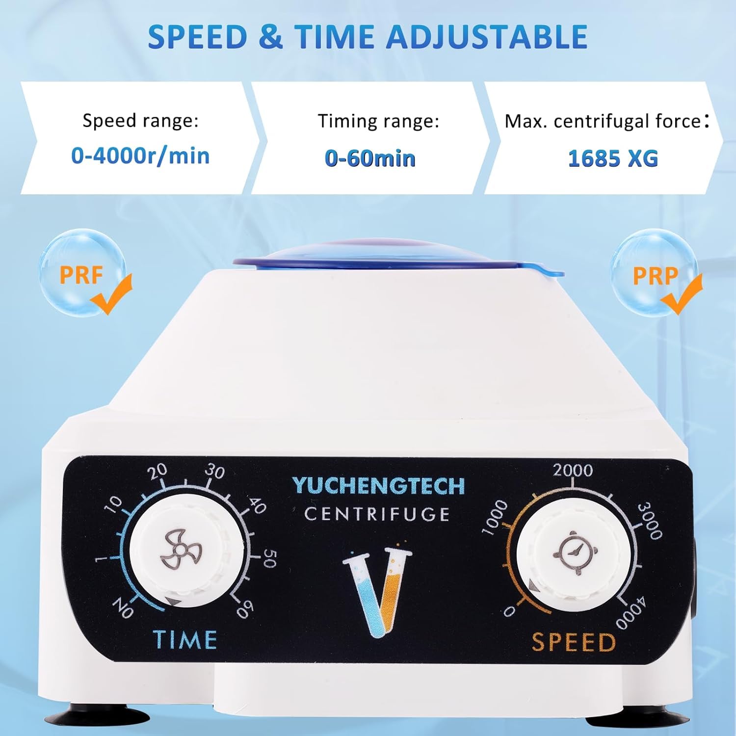 YUCHENGTECH Centrifuga da Laboratorio da Tavolo Centrifuga a Bassa Velocità 10ml x6 4000 Giri/min 0-60 Min Tempi 1685XG per Provette da Centrifuga 5/7/10ml 220V 23x26x17cm 1.7kg