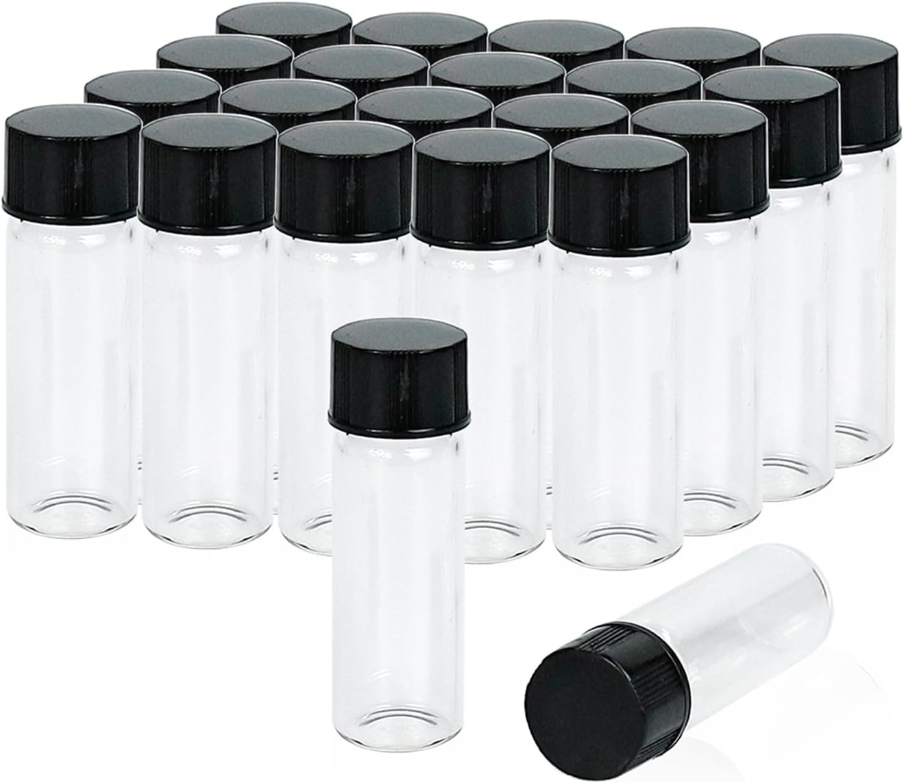 ALWSCI 1 Dram Glass Vials, Small Liquid Sample Vial, 15X45mm 4 ml Borosilicate Glass Empty Vials with Caps, 13-425 Black Screw Caps with PE Liner, Pack of 20