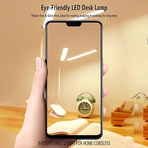 Miniatura 3 de GcSige Lámpara de escritorio LED de doble cabeza con abrazadera luces de clip para cuidado de los ojos para oficina en casa lámparas de mesa