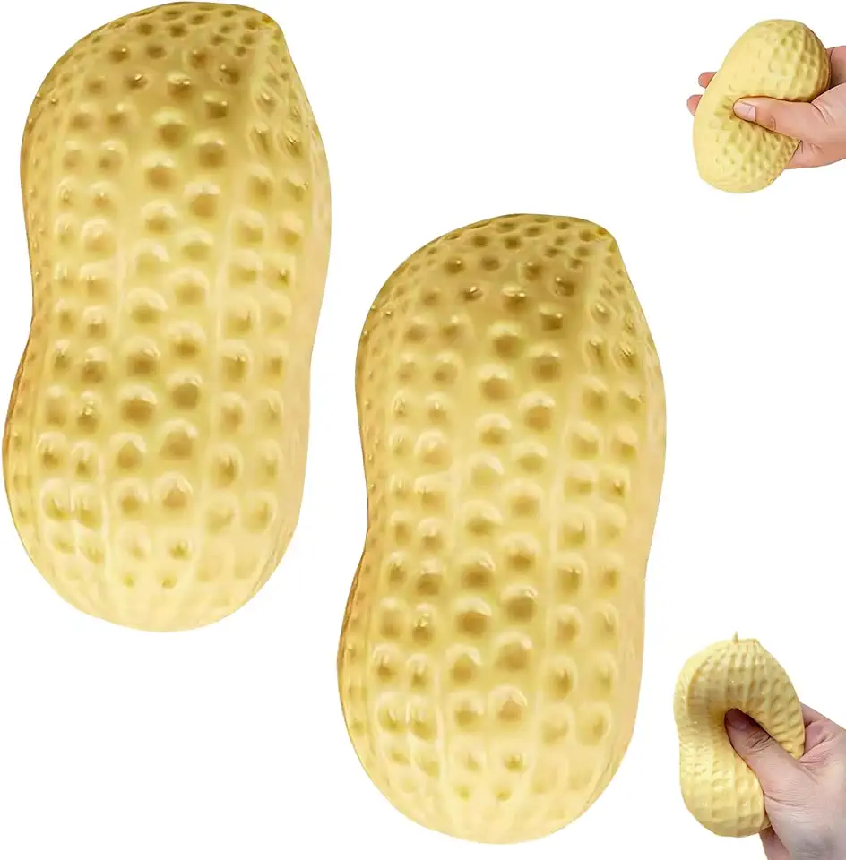 Peanut Squishy, Peanut Squeeze Toy, Squishies Relief Fidget Toy, Peanut Shape Relief Ball Soft Squeeze Fidgets, Stocking Stuffer Novelty Gifts for Birthday (2 Pcs)