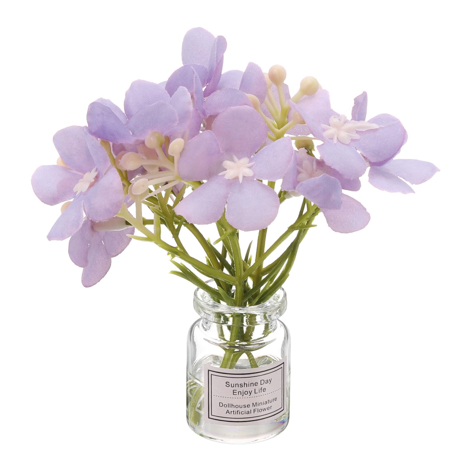 CoCud Mini Flowers Dollhouse in Vase, Silk Plastic Miniature Dollhouse Accessories with Tiny Flower Purple - (Applications: for 1:12 1:8 or 1:6 Scale Fairy Micro House)