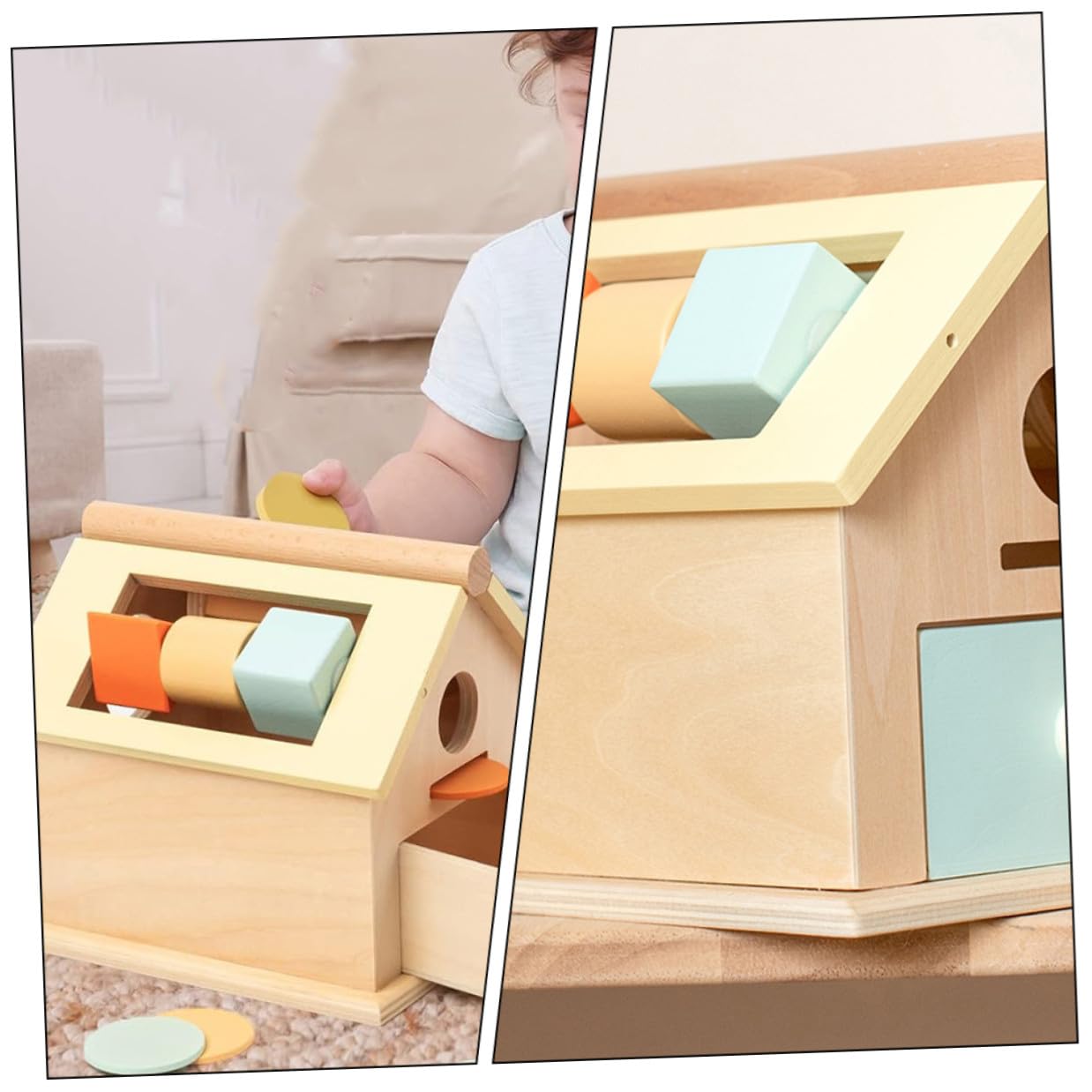 minkissy Juego Educativo Montessori para Pequeños 1-3 Años Caja de Madera Bolas y Monedas Juguete Sensorial Compacto para Desarrollo Motriz Fino y Habilidades Preescolares