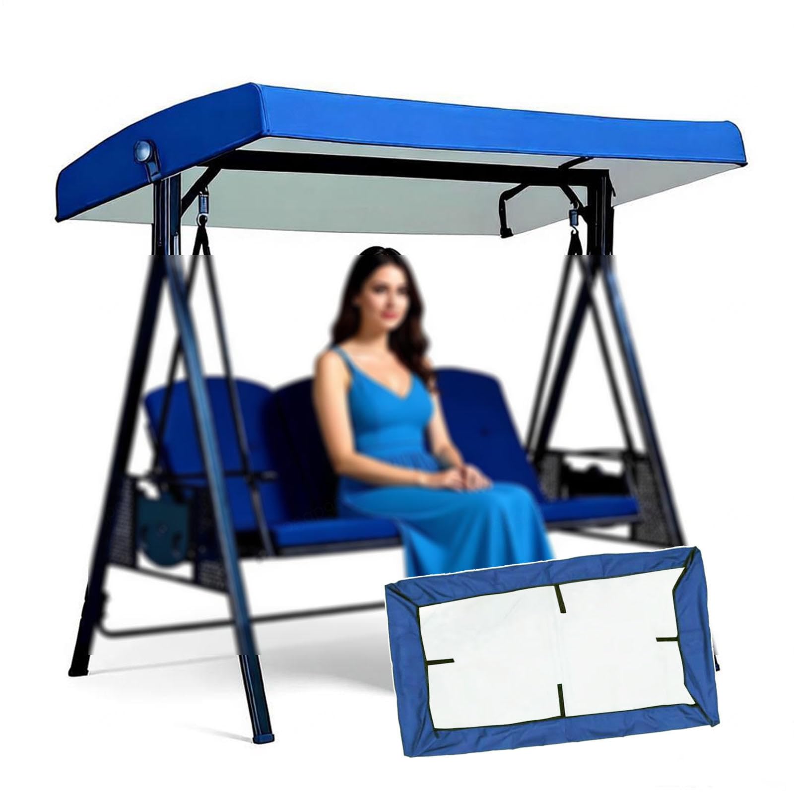 Lhcxkjgs Darkblue 210D Coated Oxford Fabric Outdoor Swing Canopy Replacement 75 X 47 X 7.8 In Waterproof, Uv-Resistant Outdoor Swing Canopy For Lawn Garden