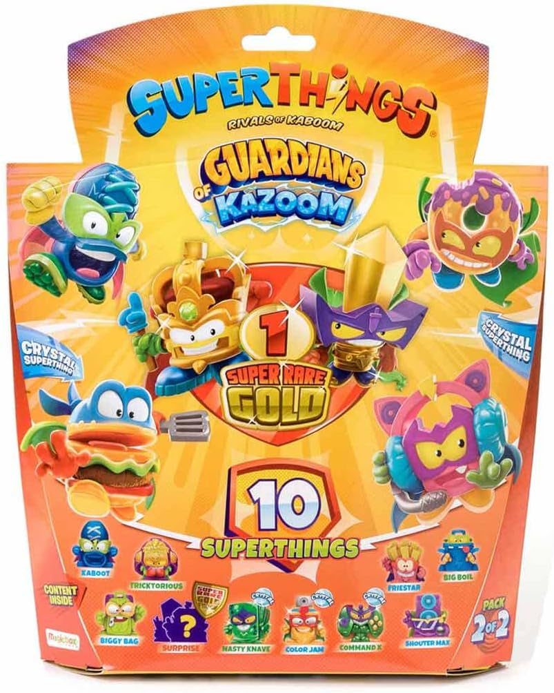 SUPERTHINGS RIVALS OF KABOOM Guardians of Kazoom – Pack of 10 x SuperThings (Includes 1 gold leader) - 1/2 Multicoloured