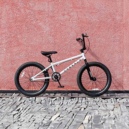 cubsala Freestyle BMX Bike, 18 Inch Kids Bicycle for 5-9 Years Old Kids and Beginner Level Rider, White
