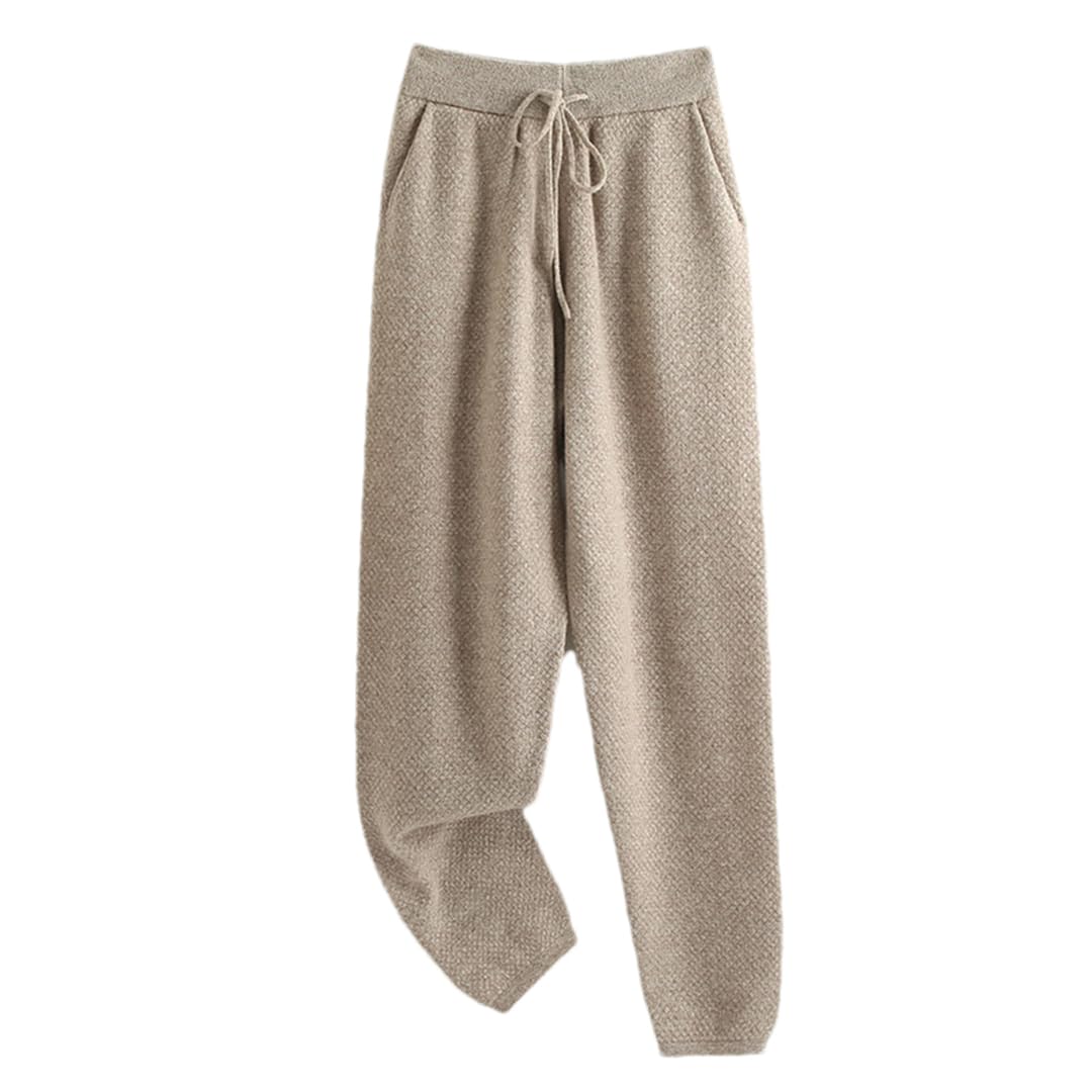Hndudnff Womens with Pocket Wool High Waist Radish Pants Solid Office Work Trousers Autumn Winter