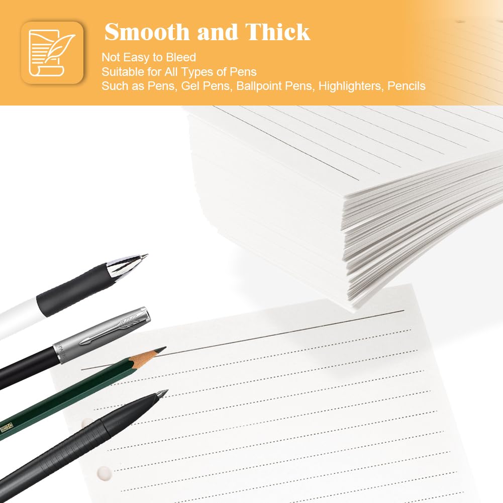 Vicloon A5 Loose Leaf Punched Paper, 140 Pages Horizontal Line Refill for 6 Hole Binder - Image 4