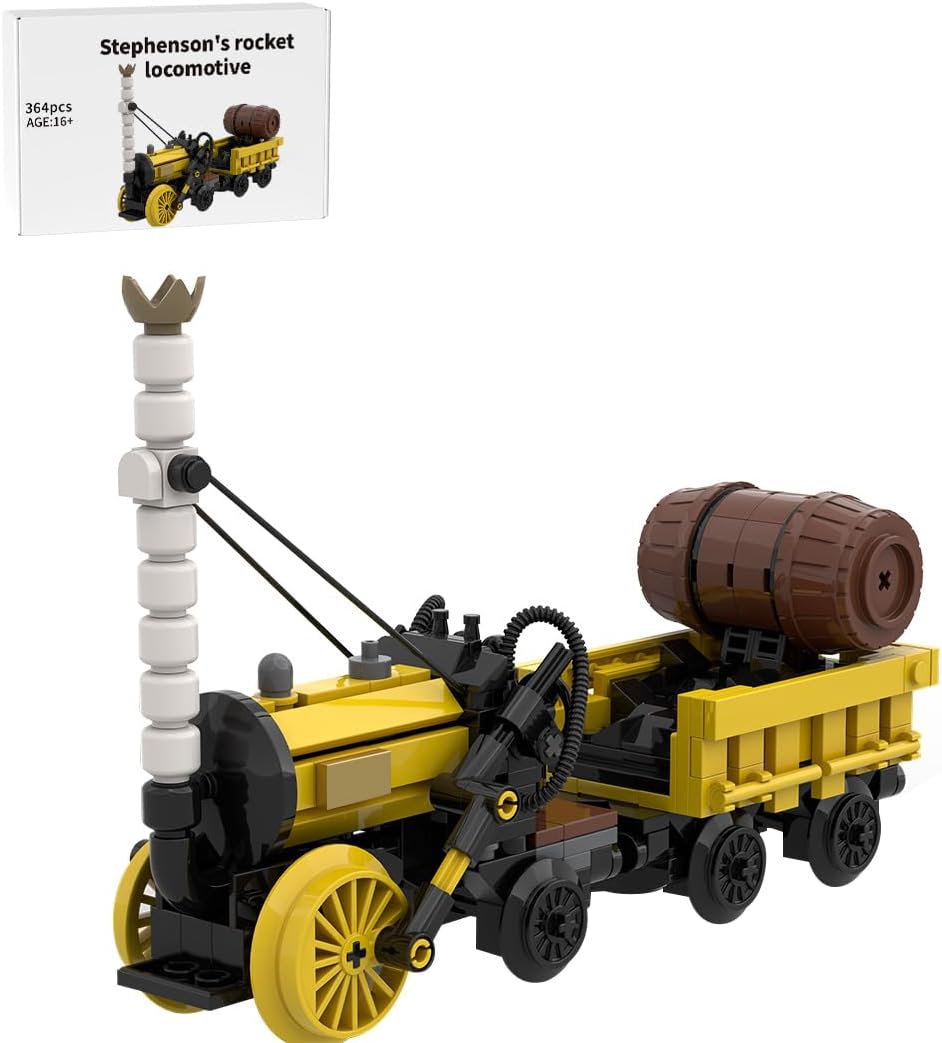 Stephensons Rocket Locomotive Building Blocks Set, MOC-175933 Vehicle Construction Kits, Great for Locomotive Enthusiasts, Home Ornament, 364 Pieces
