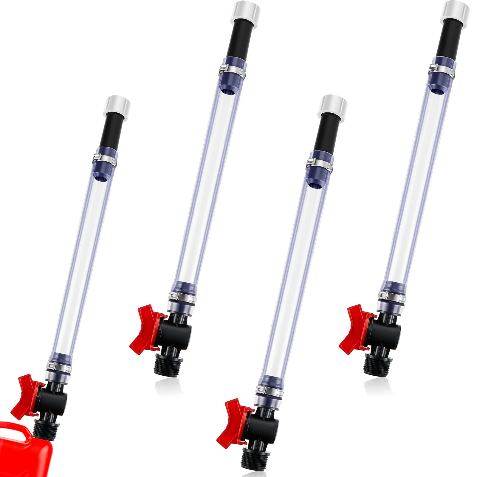 4 Pieces Racing Fuel Jug Hose Clear Racing Fuel Filler Hose Racing Fuel Jug with Ball Shut Hose Kit for Racing Fuel Jugs Auto Fuel Filler Hose Racing Fuel Container Gas Fuel Tank