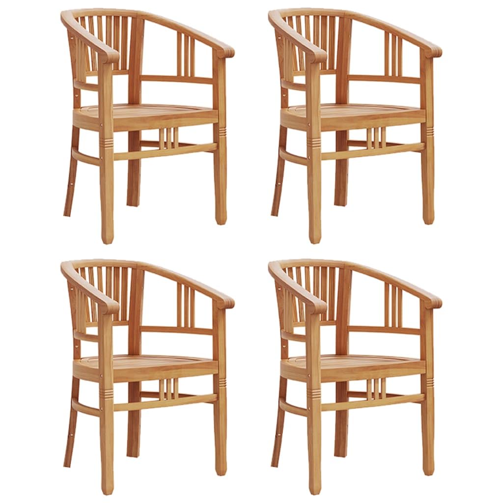 Muebles de exterior - Juego de comedor de jardín de 5 piezas de madera maciza de teca