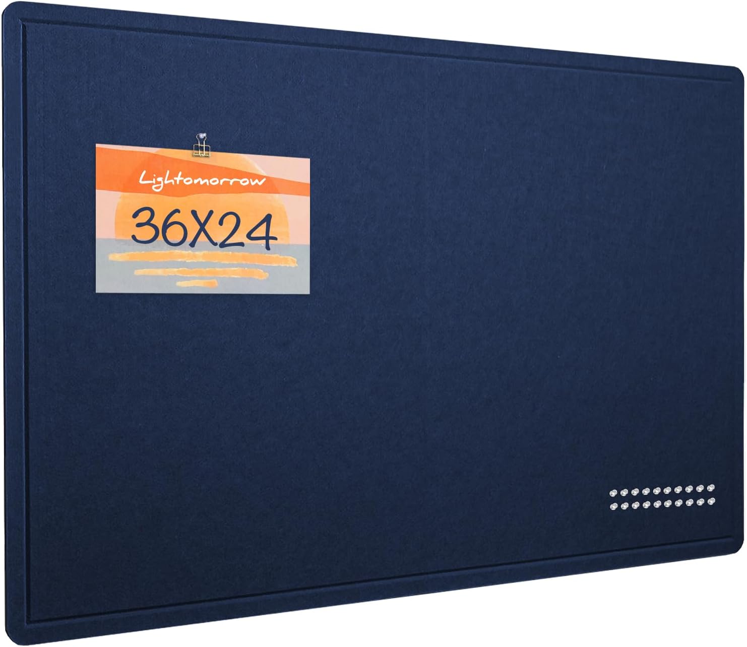 Bulletin Board, 36 x 24 inches Felt Board - Decorative Pin Board, Cork Board Alternative for Wall, 3' x 2' Foldable Picture Board Self-Adhesive Vision Board Prayer Board with 20 Pushpins - Dark Blue Dark Blue 36×24 inches
