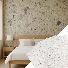 Placas Adesivas Mármore 3D Autocolantes Kit com 10 Unidades Revestimento Decorativo Lavável para Parede, Quarto, Sala e Banheiro 30cm x 60cm (Mármore Terrazo, 30cm x 60cm)