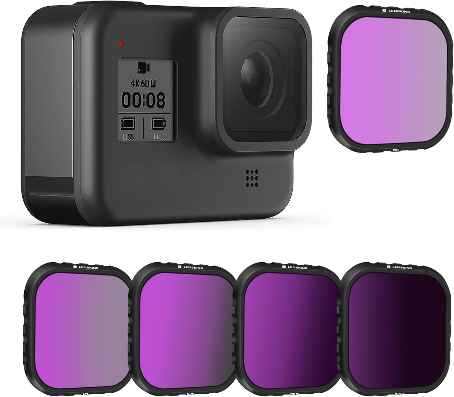 4-Pack Lens Filter ND8 ND16 ND32 CPL for GoPro Hero 8 Black, Neutral Density and Circular Polarizer Lens Filter Kit Lens Protector for GoPro 8 Black Accessories 4-Pack Lens Filter ND8 ND16 ND32 CPL for GoPro Hero 8 Black, Neutral Density and Circular Polarizer Lens Filter Kit Lens Protector for GoPro 8 Black Accessories