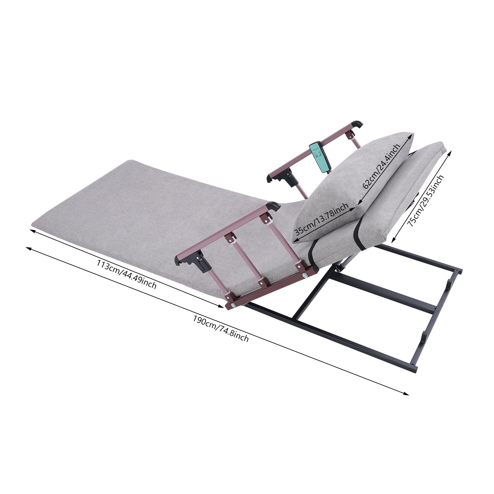 LTIGOAW Adjustable Electric Lift Bed Backrest, Sitting Backrest Bed for Elderly, Beds Lift for Elderly with Remote Controls