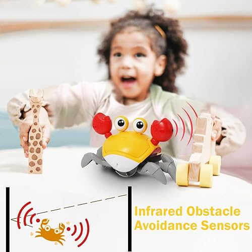 Miniatura 4 de Juguetes de cangrejo para bebés, juguete interactivo para caminar, bailar, cangrejo, con música, detección de escape, lindo cangrejo, tiempo de