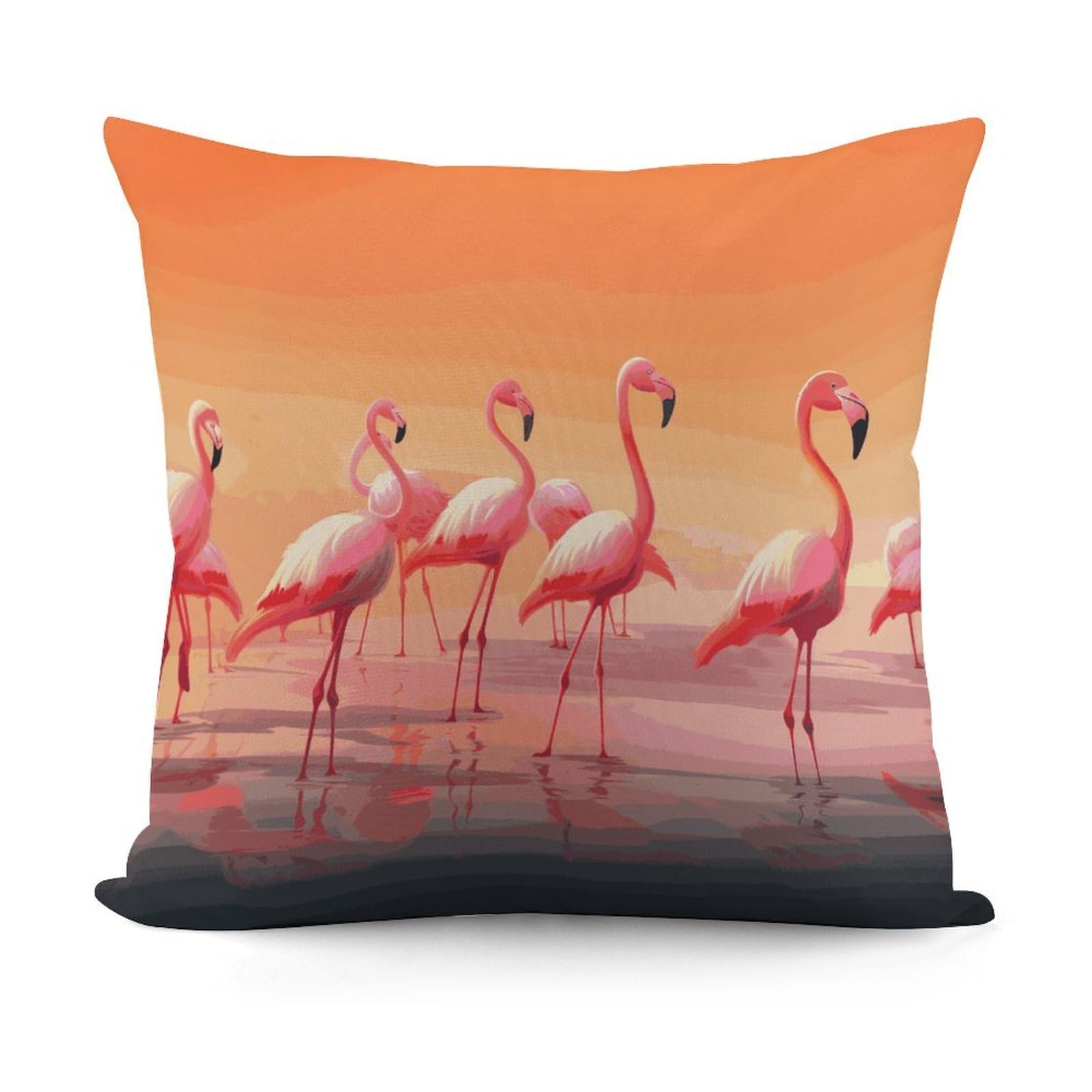 VstaDank A Flock of Flamingos Throw Pillow Covers 18x18 Inch Soft Couch Home Decor Cushion Cover Comfortable Plush Square Cushion Case Farmhouse Decorative Pillowcase for Living Couch