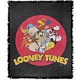 LOGOVISION Looney Tunes Blanket, 50'x60' Logo Group Woven Tapestry Cotton Blend Fringed Throw