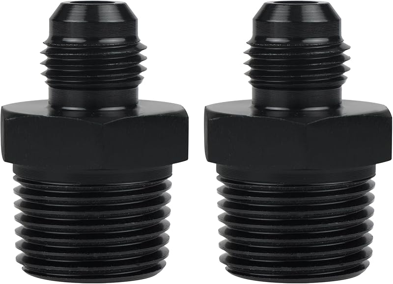 Adaptador de conexão 6AN macho para 1/2 NPT Dexepe em alumínio preto – 2 unidades