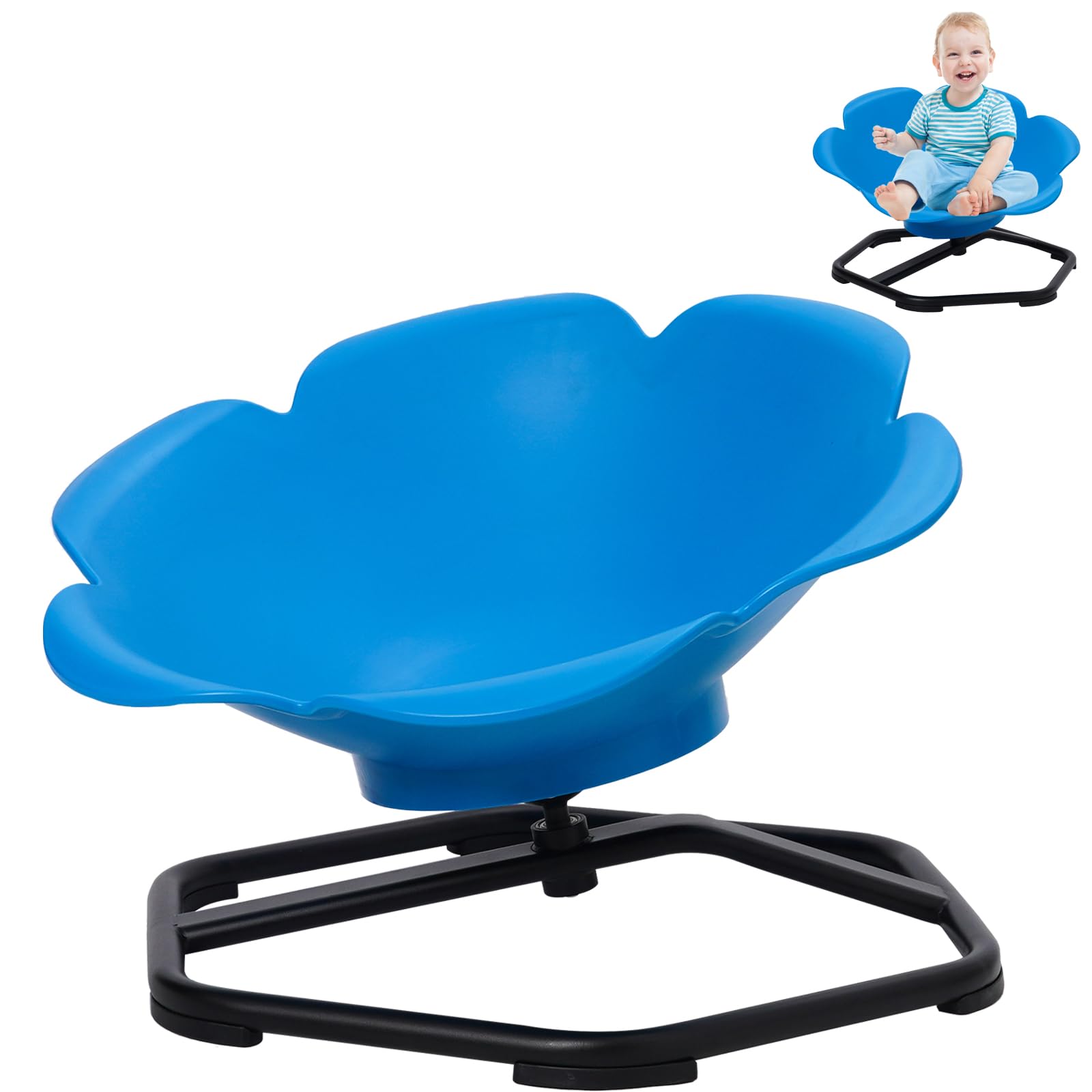 Silla Giratoria Sensorial Para Niños,Equilibrio de 360°,con Mango de Seguridad y Base Metálica Antideslizante,para Coordinación y Equilibrio, Silla Sensorial con Autismo y TDAH Juguete Sensorial(Azul)