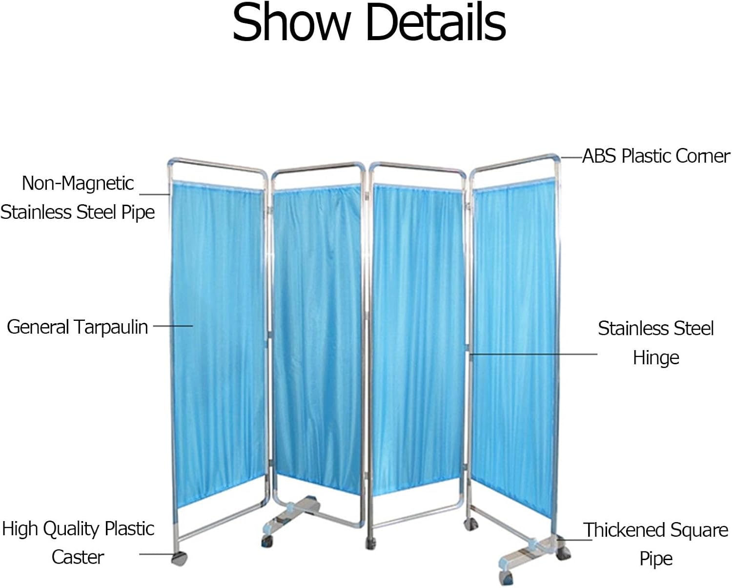 Mobile Medical Privacy Screen,6ft High Portable Bed Partition,3 4 5 6Panels Room Protective Screens with Wheels for Hospitals Beauty Salon Office (Color : White, Size : 6-Panel)