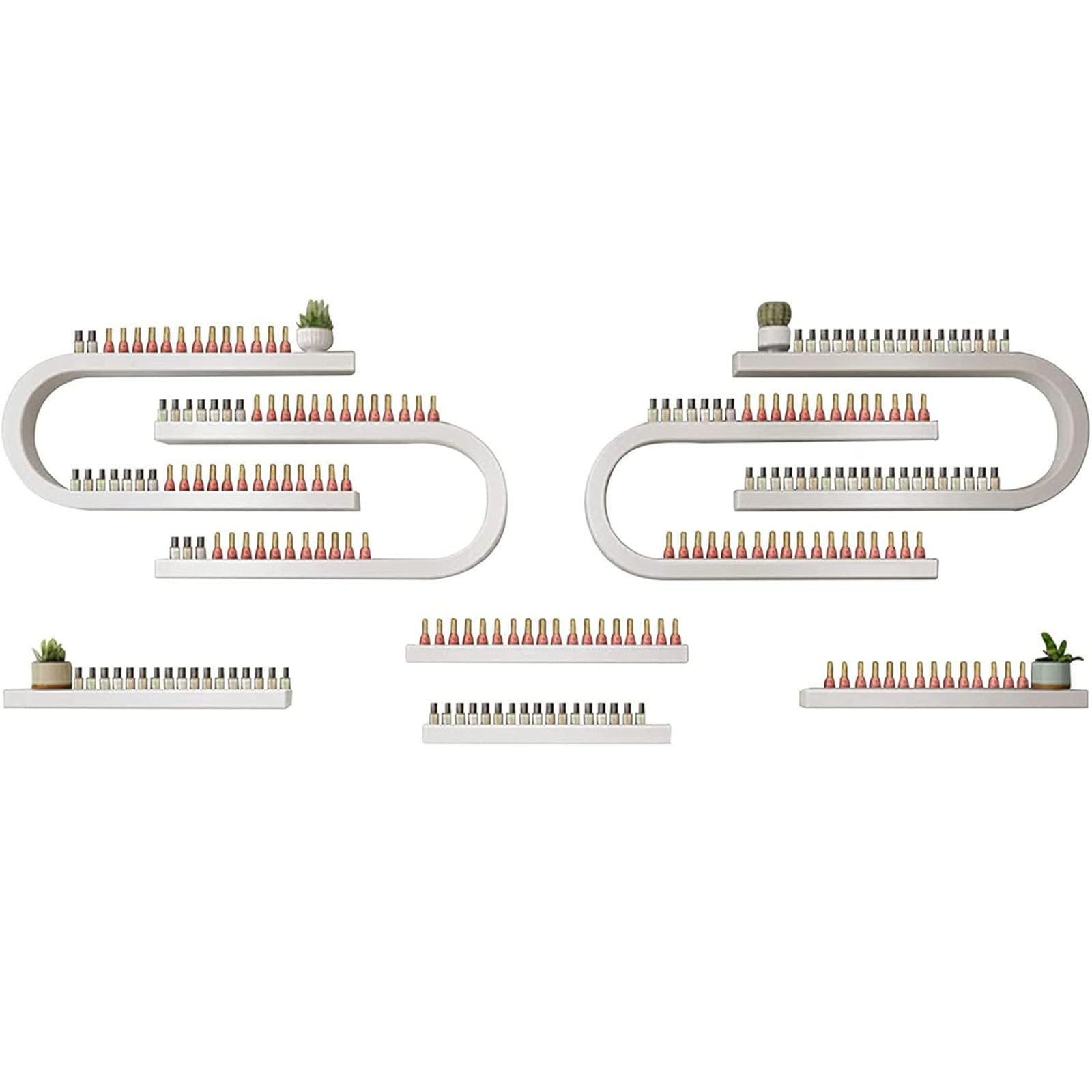 Porta Smalto a Parete in Metallo a Forma di U per espositori da Parete, espositore per Cosmetici per Rossetto, Organizer per flaconi di Smalto in Spa e Centri estetici, Nero (Bianco)