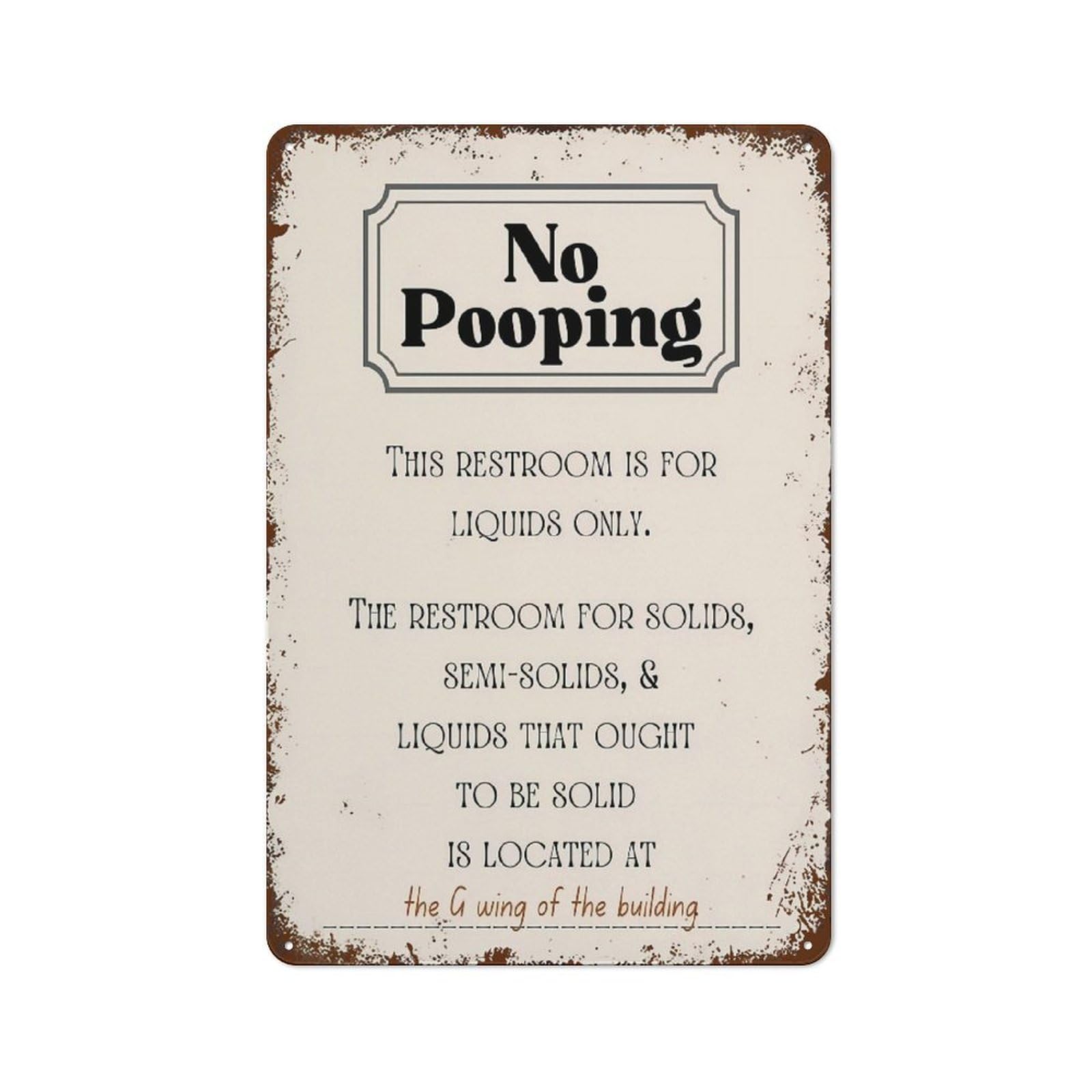 No Pooping Sign Wall Art,Funny Decor Office Work Coworker Bathroom Restroom Toilet Powder Room Potty Humor Retro Metal Tin Sign Vintage Aluminum Sign For Home Coffee Wall Decor 8x12 Inch