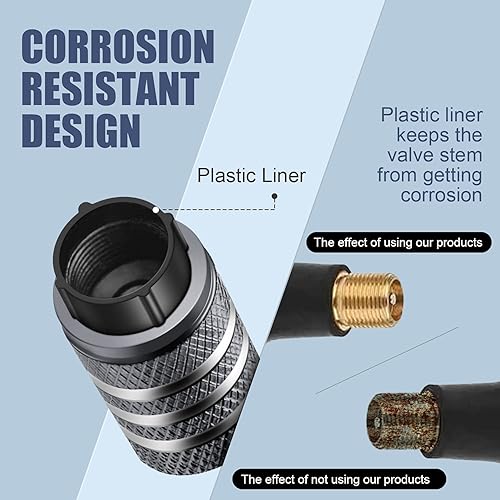 Vista 84 de Cubierta de tapón de válvula para neumático Paquete de 5 tapas de aire de metal, forro de plástico, resiste la corrosión, contra fugas, de rock and