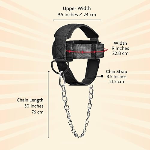 Miniatura 5 de DMoose Fitness Arnés para el cuello, aumenta la fuerza central del cuello y apoya la recuperación de lesiones, cadena de acero resistente de 30