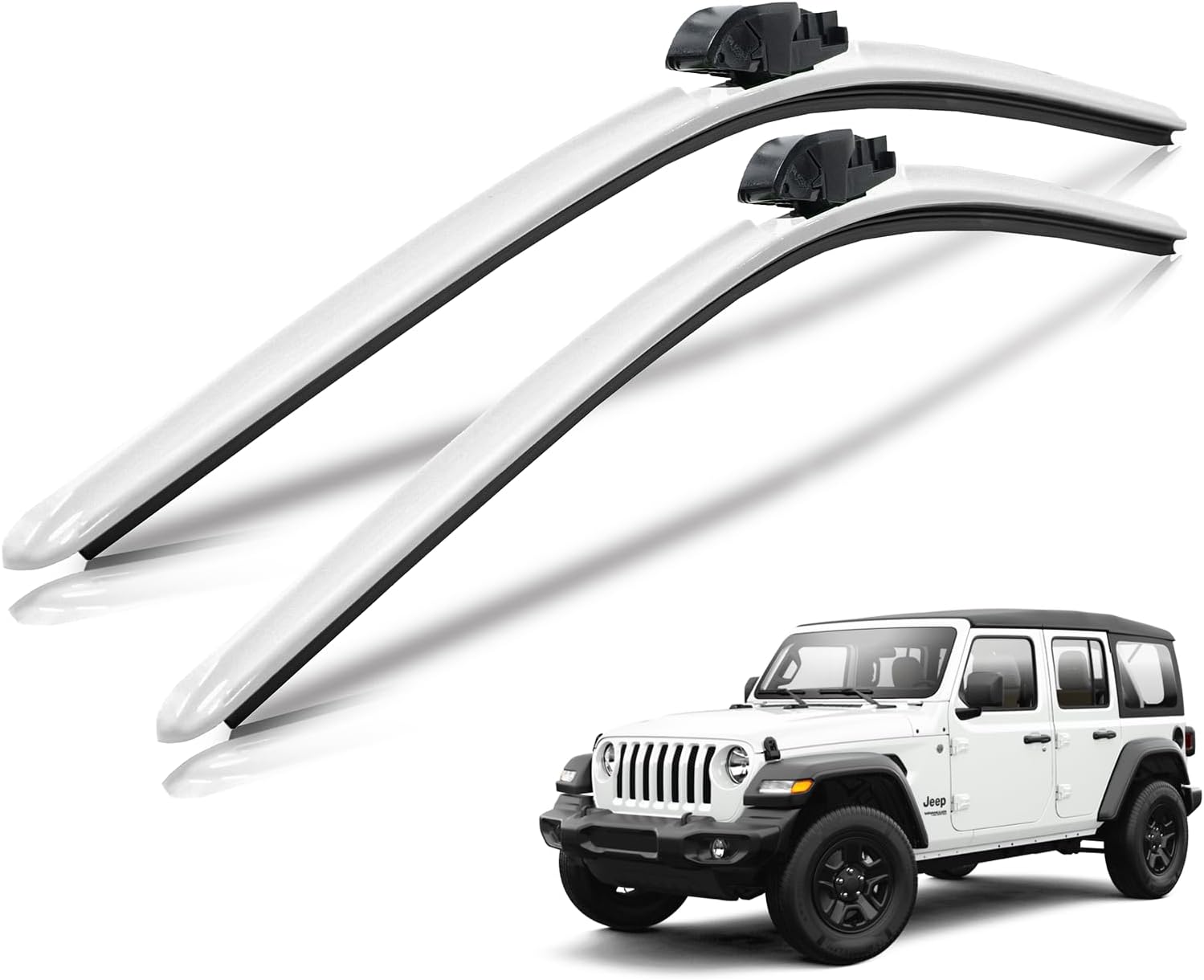 Clix Wipers - Jeep Wrangler & Gladiator (16"/16") White Windshield Wiper Blades (All Wrangler & Gladiator Models), All-Weather Replacement Wipers-Set of 2, Includes Quick Connect Clips (1997-2025)