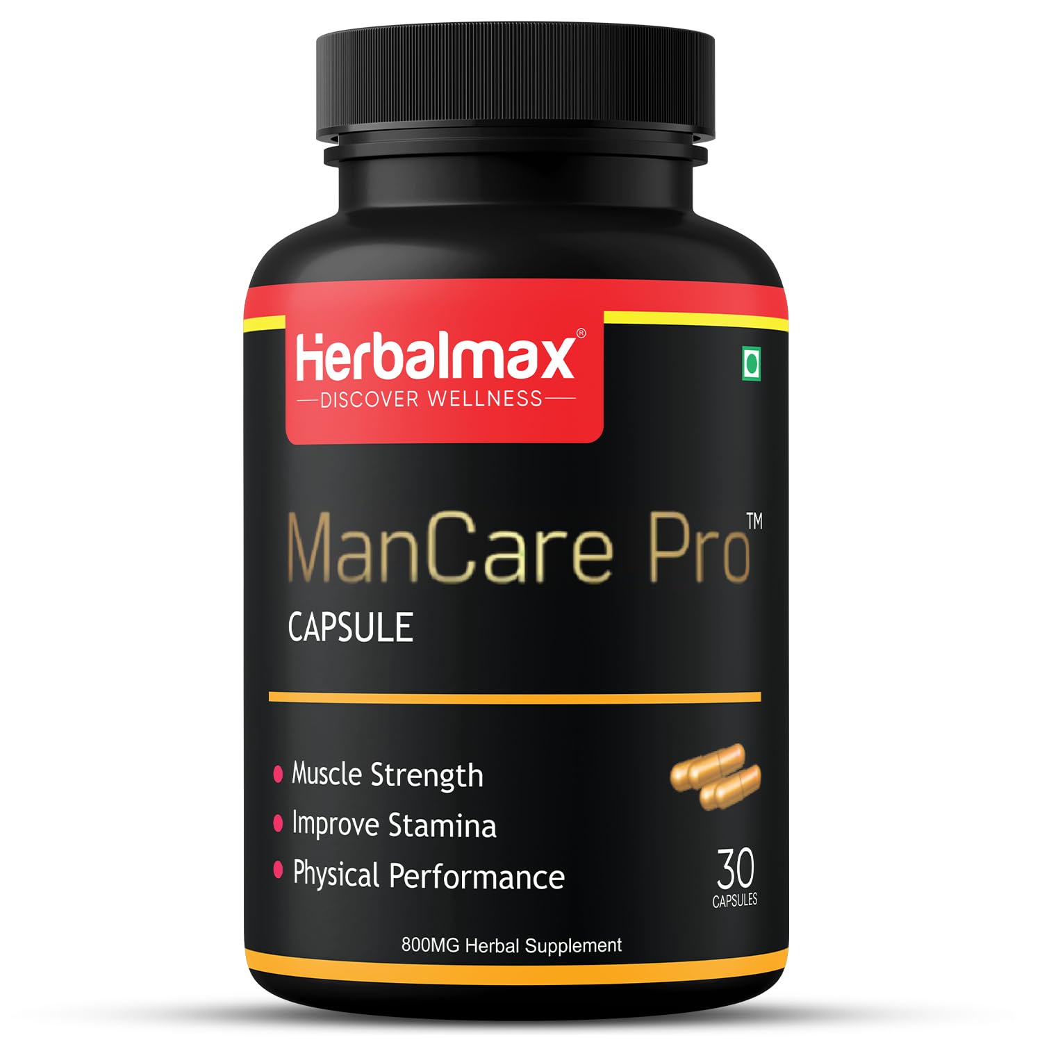 Herbalmax ManCare Pro Capsules – 800mg | With Safed Musli, Shilajit, Ashwagandha, Vaidarikandra & Kaunch Beej Extract | Supports Muscle Strength, Stamina & Physical Performance – 30 Capsules