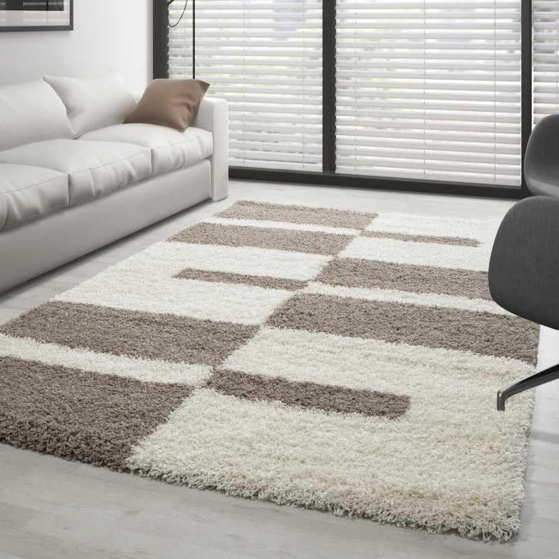Tapis Gala beige 120x170 cm tapis shaggy salon poils longs crème