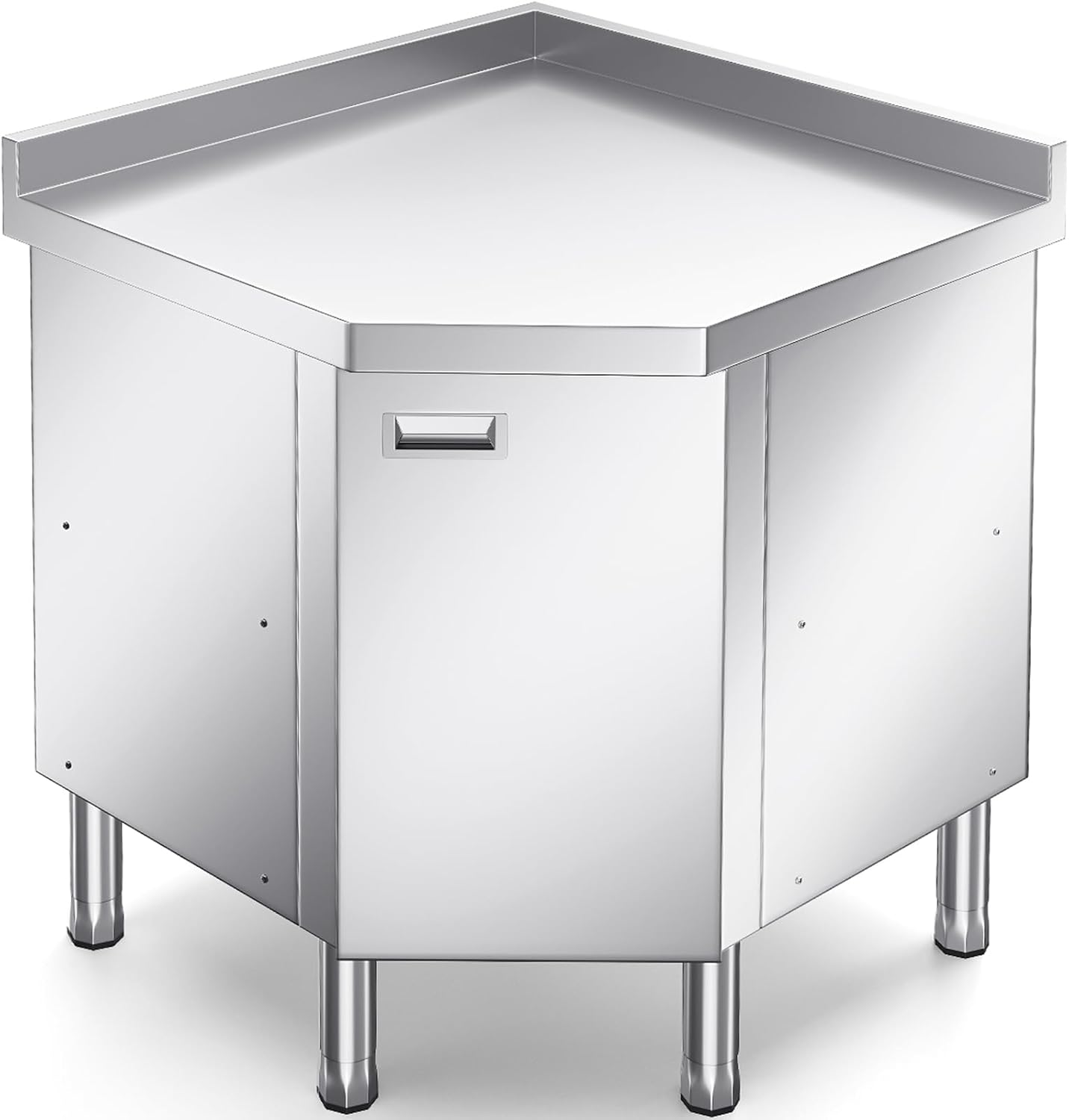 ZZV Corner Stainless Steel Table with Cabinet for Prep & Work Heavy Duty Work Table Commercial Stainless Steel Kitchen Cabinet for Restaurant Hotel Cafe Workshop Garage