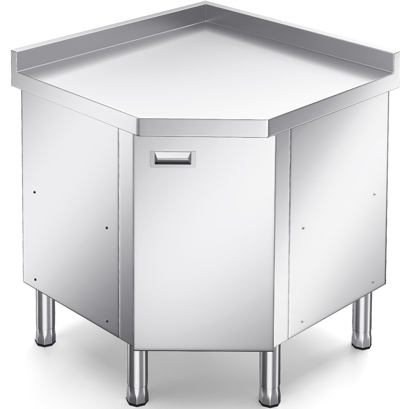ZZV Corner Stainless Steel Table with Cabinet for Prep & Work Heavy Duty Work Table Commercial Stainless Steel Kitchen Cabinet for Restaurant Hotel
