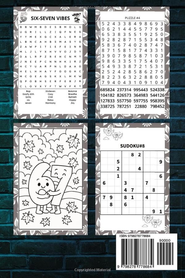 67 Six Seven Activity Book for Kids: Six-Seven Themed Mazes, Coloring Pages,Word Searches,Sudoku and Number Search(Christmas, Easter, Birthday or Stocking Stuffer Gift). - Image 2