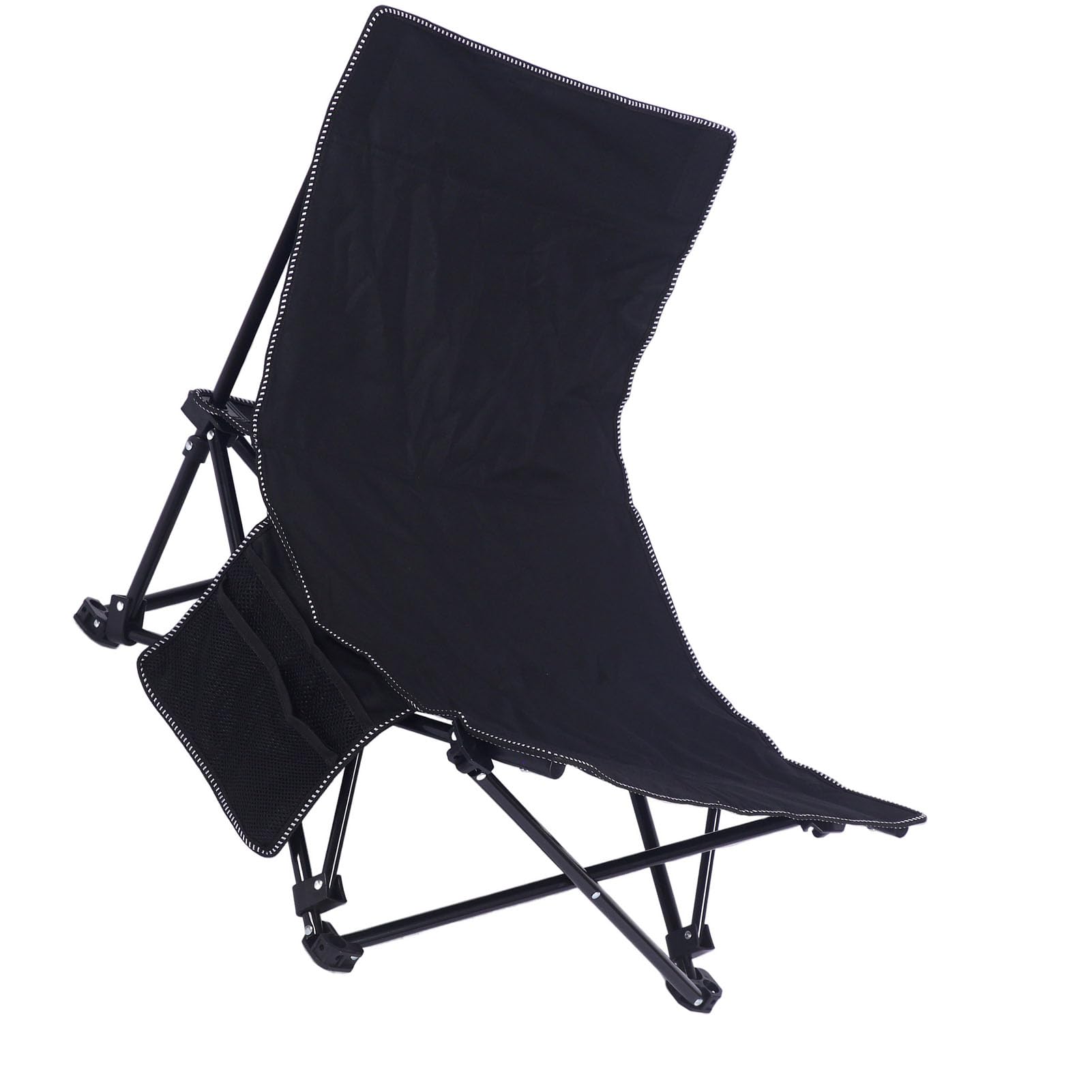 Krzesło Plażowe z Regulowanym Oparciem, Lekkie, Składane (BLACK)