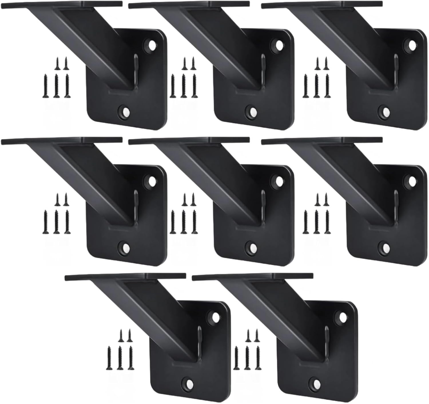 Heavy Duty 8 Pcs Handrail Brackets, Steel Stair Railing Support, Includes Mounting Screws, 3 X 3 in / 7.6 X 7.6 Cm