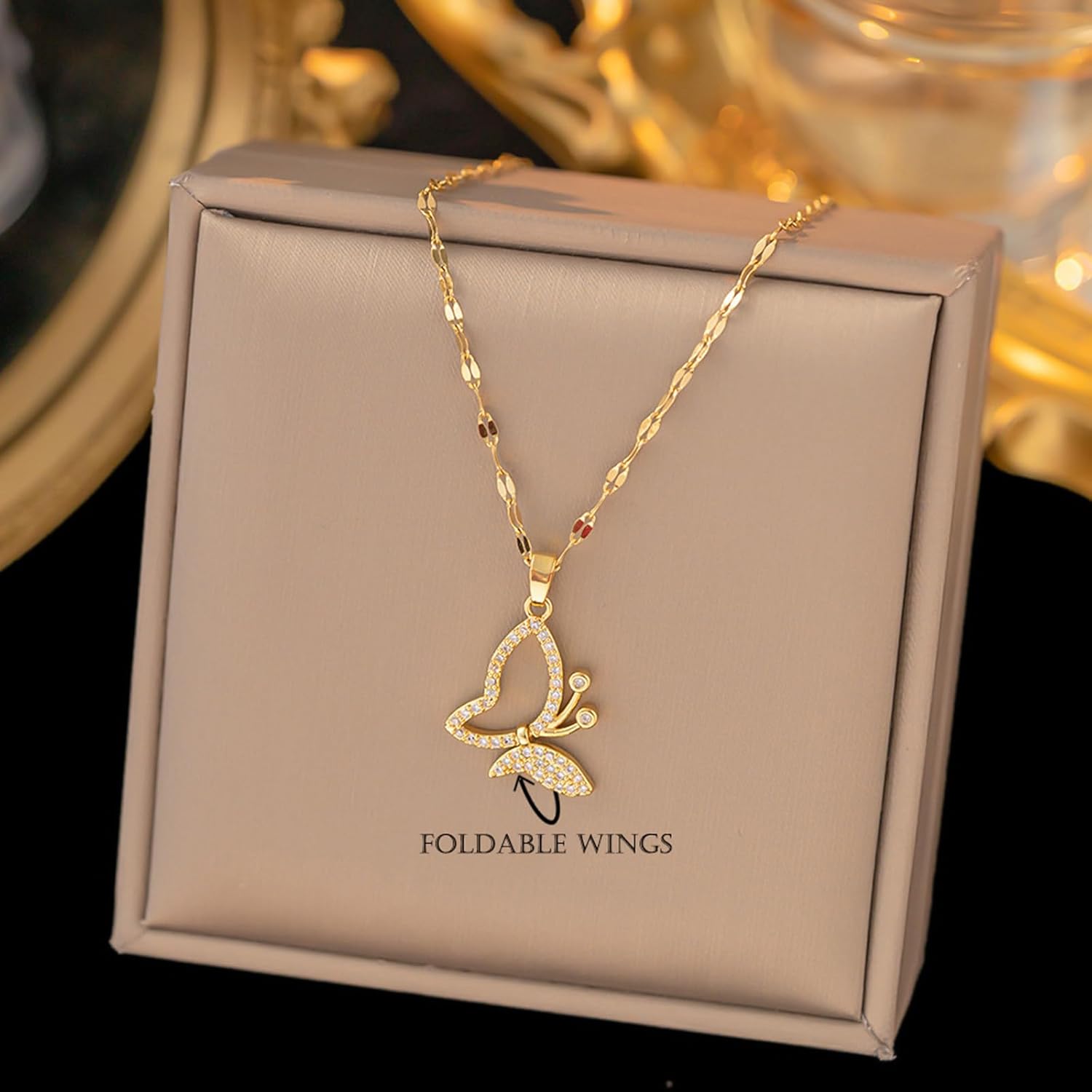 Fashion Elegant Hollow Out Pendant Moon Cat,Bird,Steel Printed Rose,Luck Clover Shell Necklace,Butterfly Rabbit Pendant Animal Necklace Cute Inspiring Gifts for Women Men Daughter Teens - Image 2