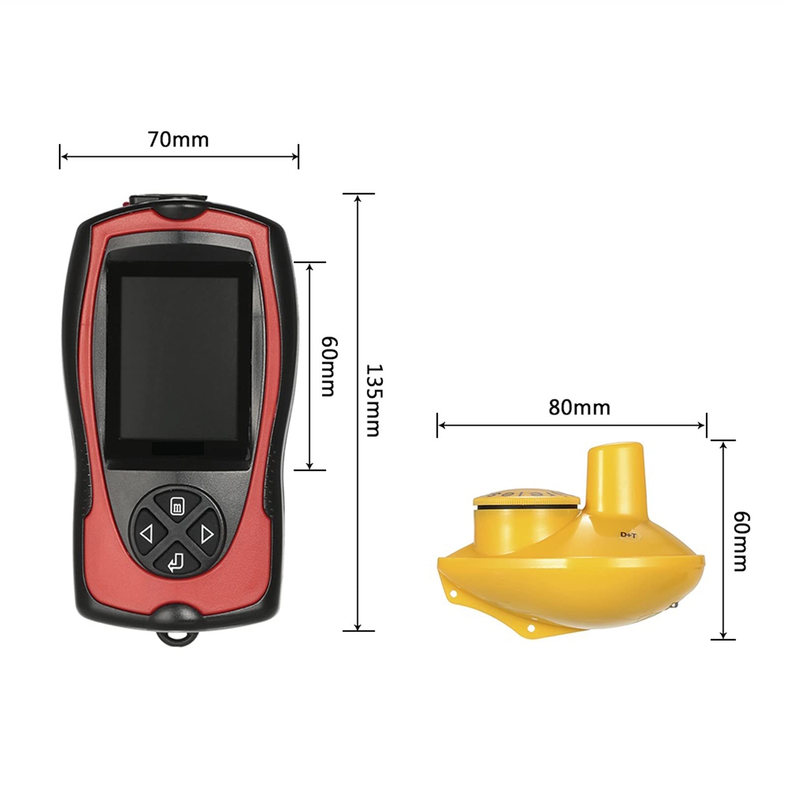 Buscador de Peces, 2.4 Pulgadas LCD Inalámbrico Fish Finder Alarma Detector de Peces Sonar Transductor Profundidad Localizador Hielo Barco océano