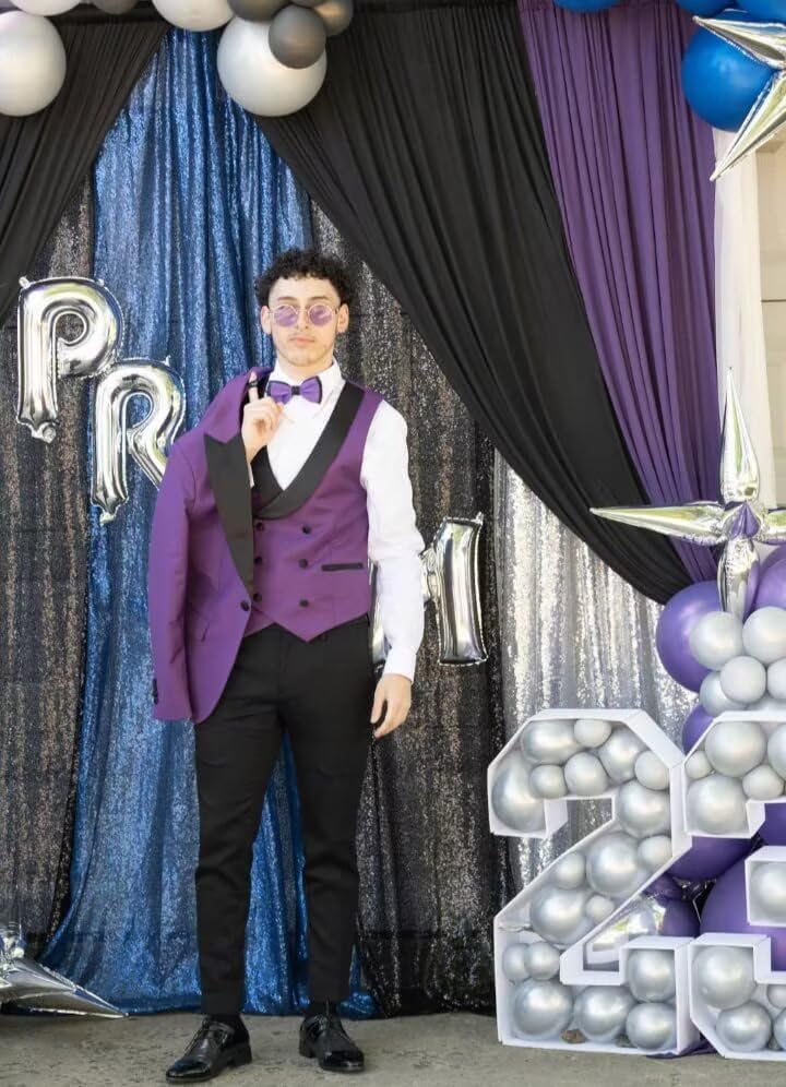 Mens Suit 3 Piece Tuxedo for Men Slim Fit Double Breasted Suit Wedding Prom Party Dinner Tuxedo with Tie3