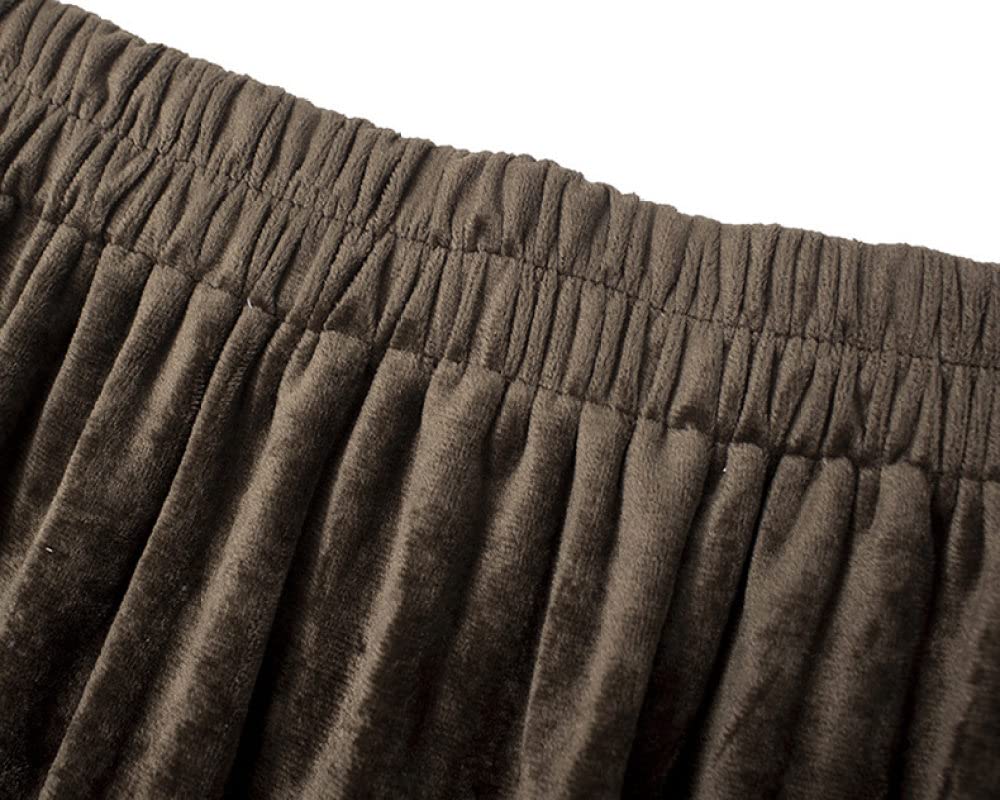 Spódnice dla kobiet Długość midi, złota aksamitna czarna spódnica zimowa Elastyczna talia Vintage Spódnice z wysokim stanem Ciepłe spódnice maxi dla kobiet Lini(Brown One Size)