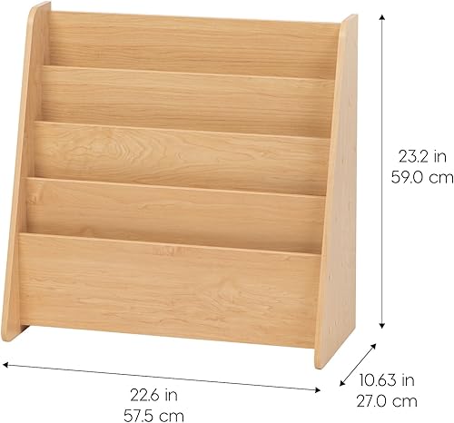 Miniatura 4 de IRIS USA - Revistero ancho de madera, 4 bolsillos, soporte para cuaderno de bocetos con compartimentos profundos para sala de estar, baño,