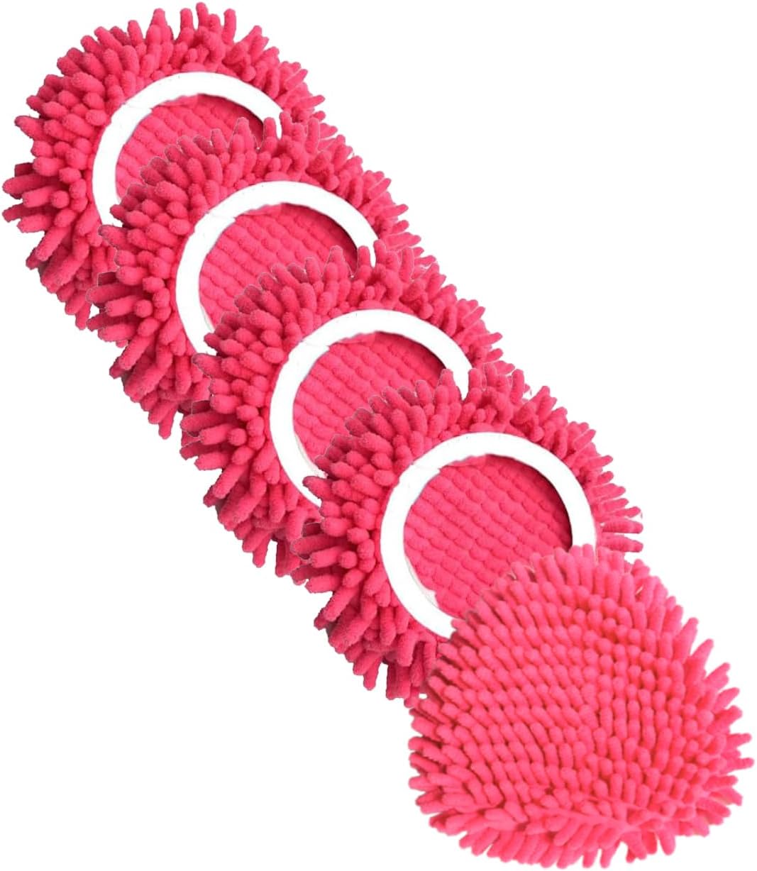 5pcs Red Chenille Spin Mop Head for Ocedar Easywring 1 Tank,Duster Microfiber | Mop Replace Head for O Cedar,Duster Replacement Heads for Floor Cleaning,Reusable,Dry Wet Use