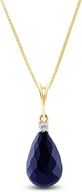Galaxy Gold GG 14K Solid Gold Natural Sapphire Necklace for Women, Fine Jewelry for Women