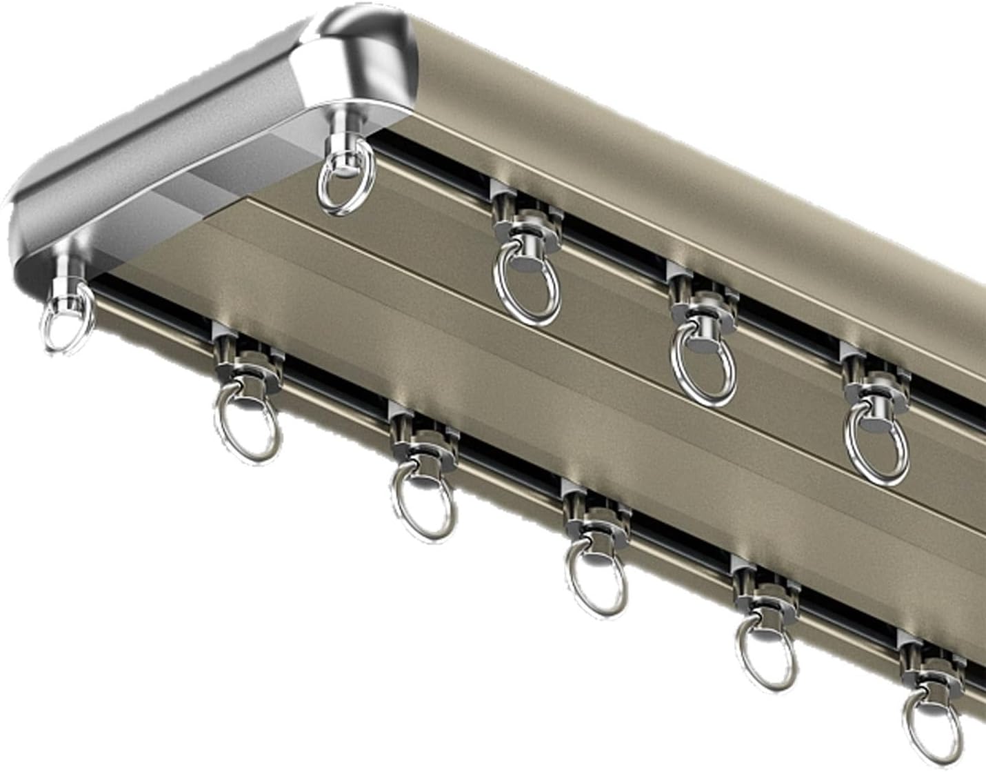 Silent Aluminum Duty Curtain Rail Track System,Ceiling Mounted Double Row Curtain Track for Windows,Integrated Design,Easy Installation,for Window Bathroom Bedroom(Gold,3.1m (10.2ft))