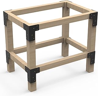 8 PCS Steel Work Bench Brackets, Heavy Duty DIY Workbench Kit, 4mm Black Metal Corner Brackets for Wood Workbench Suitable for Shelving, Work Table, Gazebos