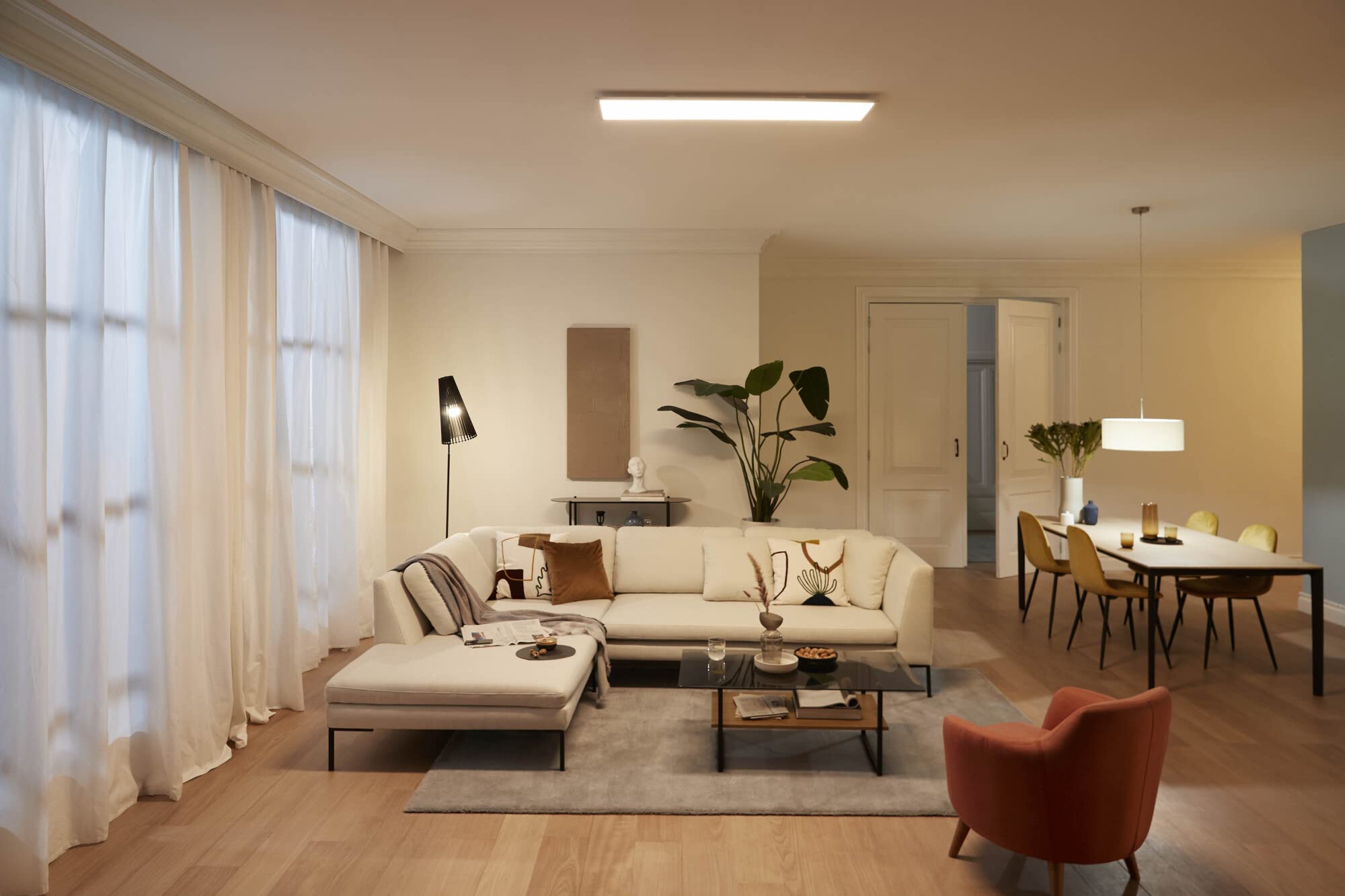 Philips LED Pannello Touch, SceneSwitch Regolabile, Dimmer a fasi, 36W, Luce Bianca Calda, 3300 Lumen, Bianco