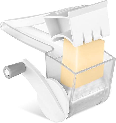 Rallador giratorio de queso, rallador de queso de mano para cocina, rallador de queso de manivela con hoja de acero inoxidable para queso, nueces,