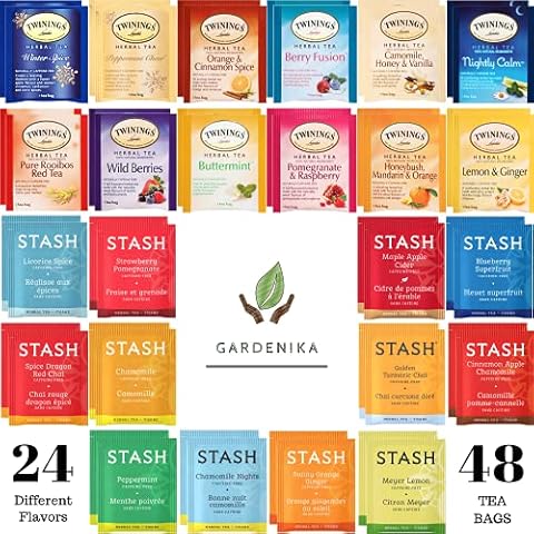 Stash Twinings Herbal Tea Sampler - Caffeine-Free Assortment - Individually Wrapped Flavored Bags - 48 Ct, 24 Flavors Cover